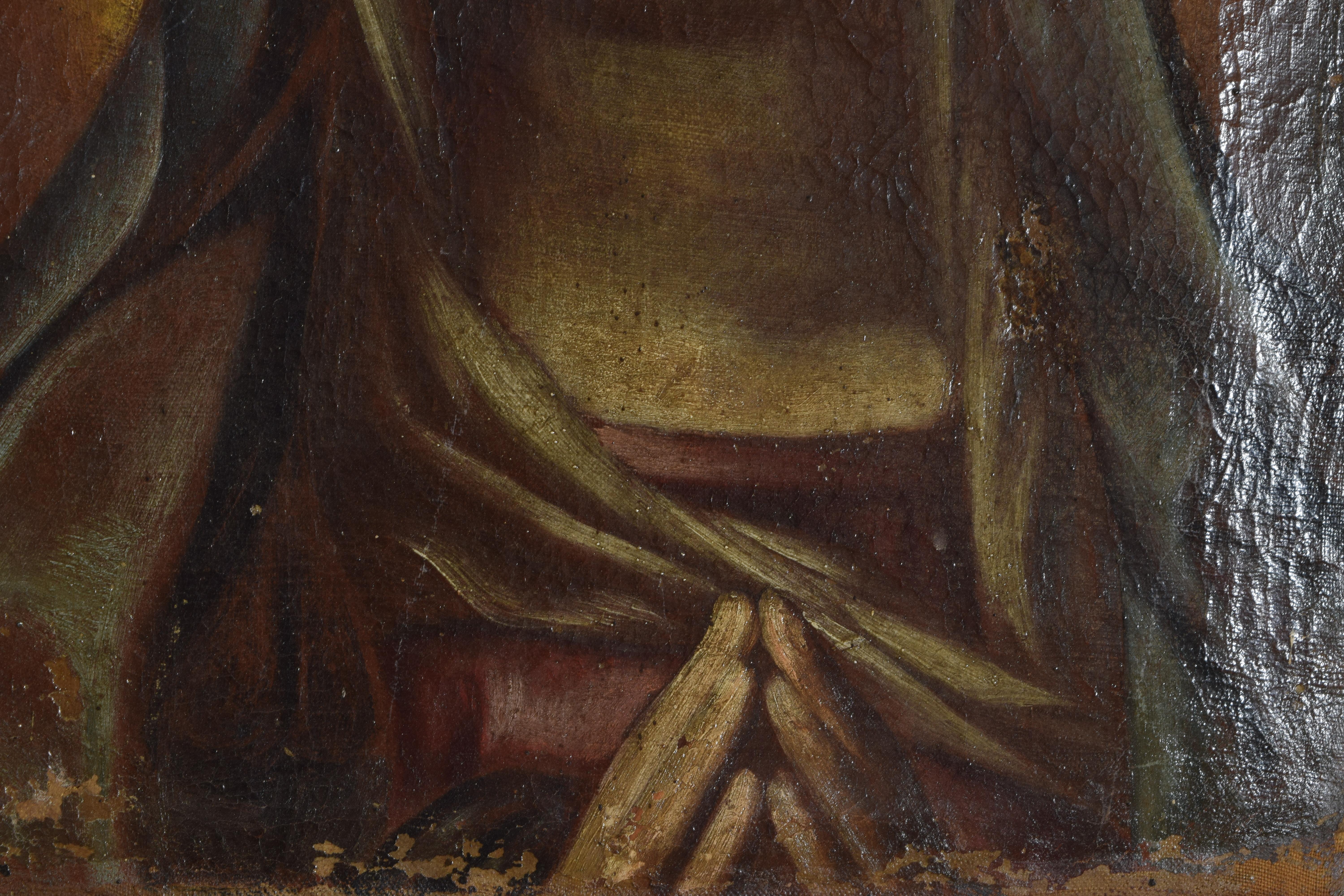 Norditalienisches Öl auf Leinwand der Madonna in Nussbaumrahmen, ca. 1700 (Frühes 18. Jahrhundert) im Angebot