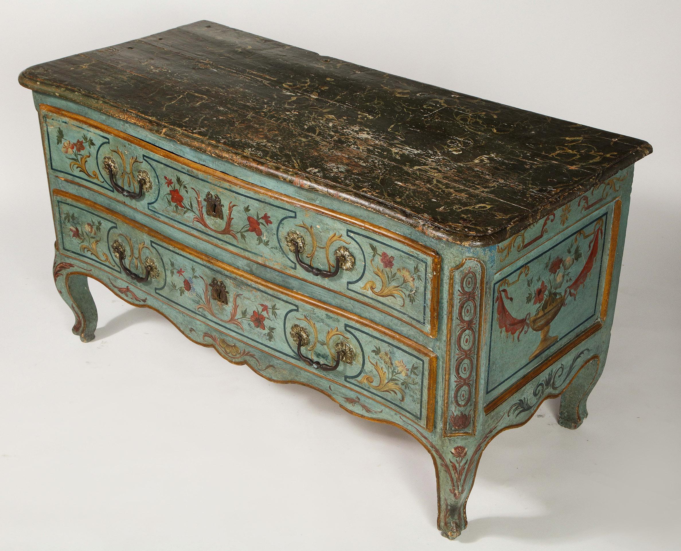 Hand-Painted Northern Italian Painted Commode