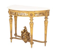 Northern Italian Quartz Top Giltwood Console Table