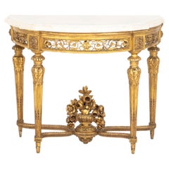 Northern Italian Quartz Top Giltwood Console Table