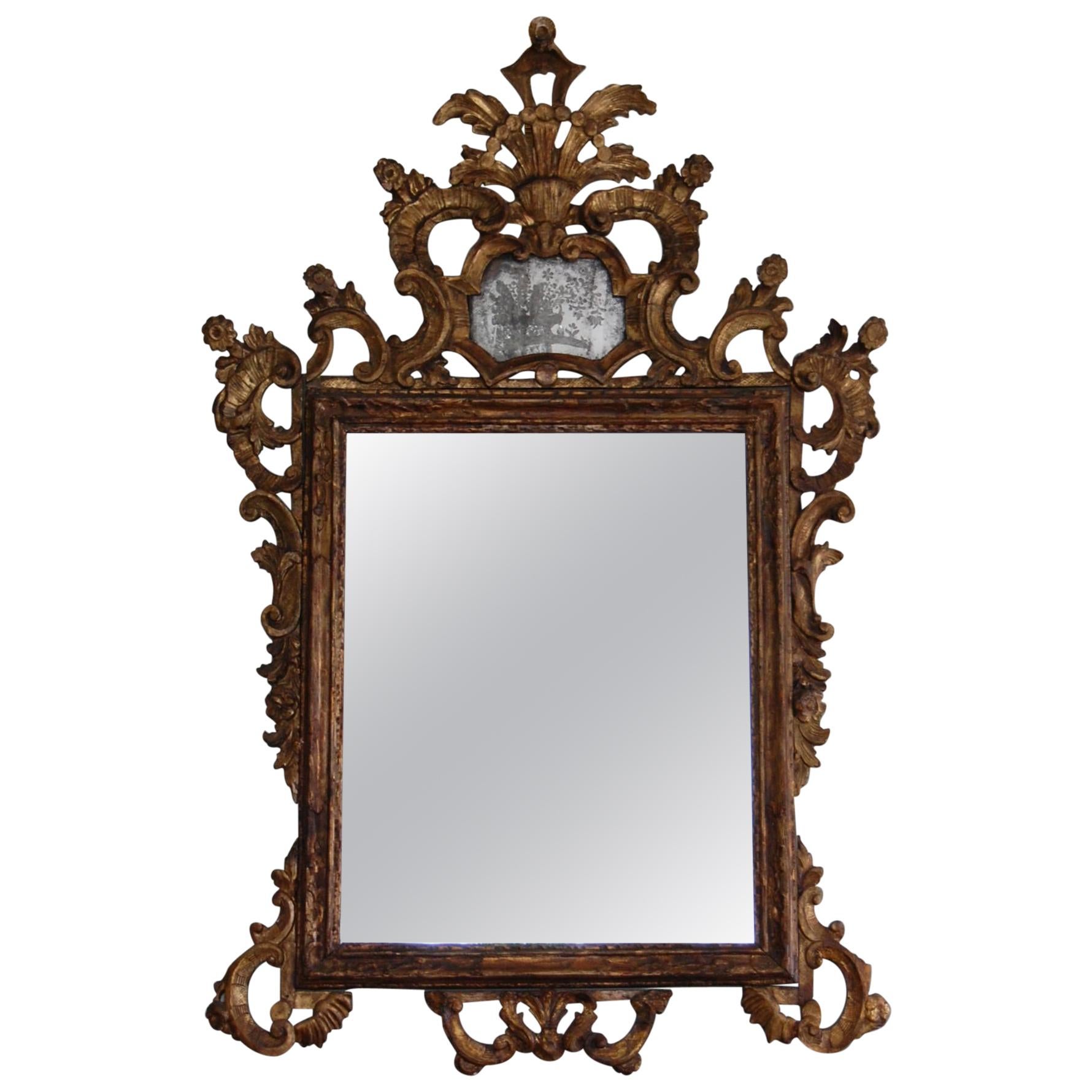 Northern Italian Rococo Giltwood Mid-18th Century Mirror