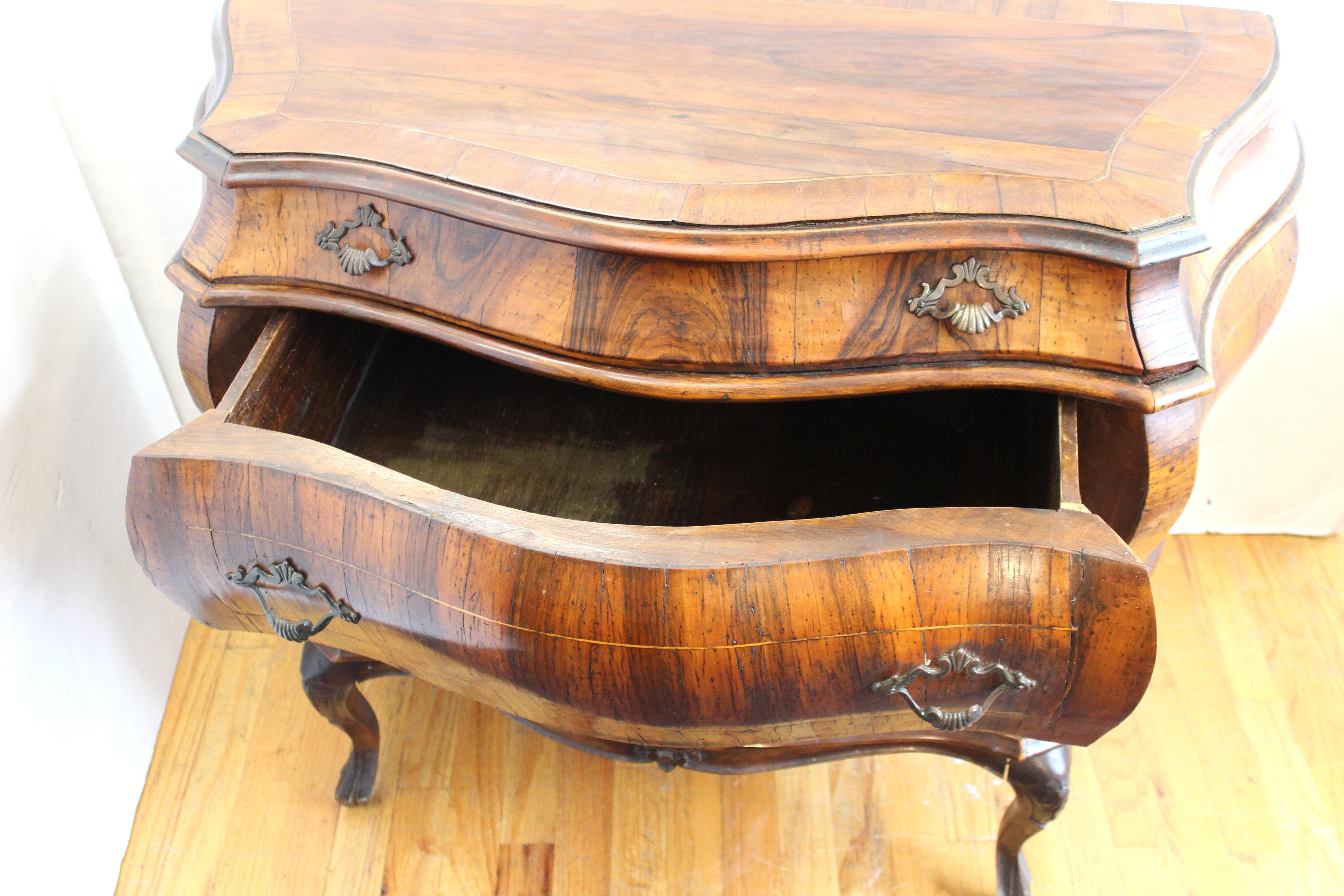 Northern Italian Rococo Manner Bombe Commode in Fruitwood 9