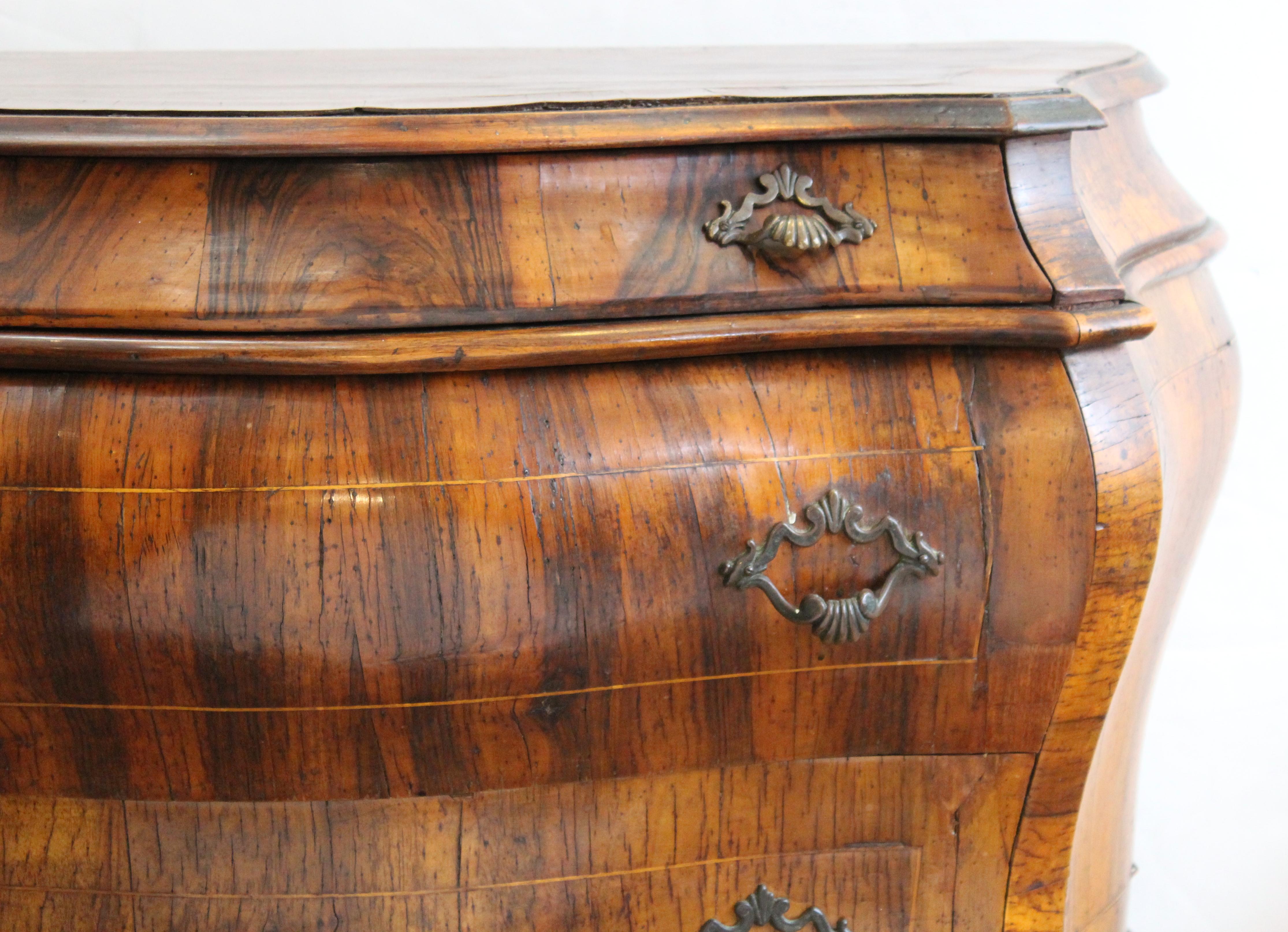 Northern Italian Rococo Manner Bombe Commode in Fruitwood 2