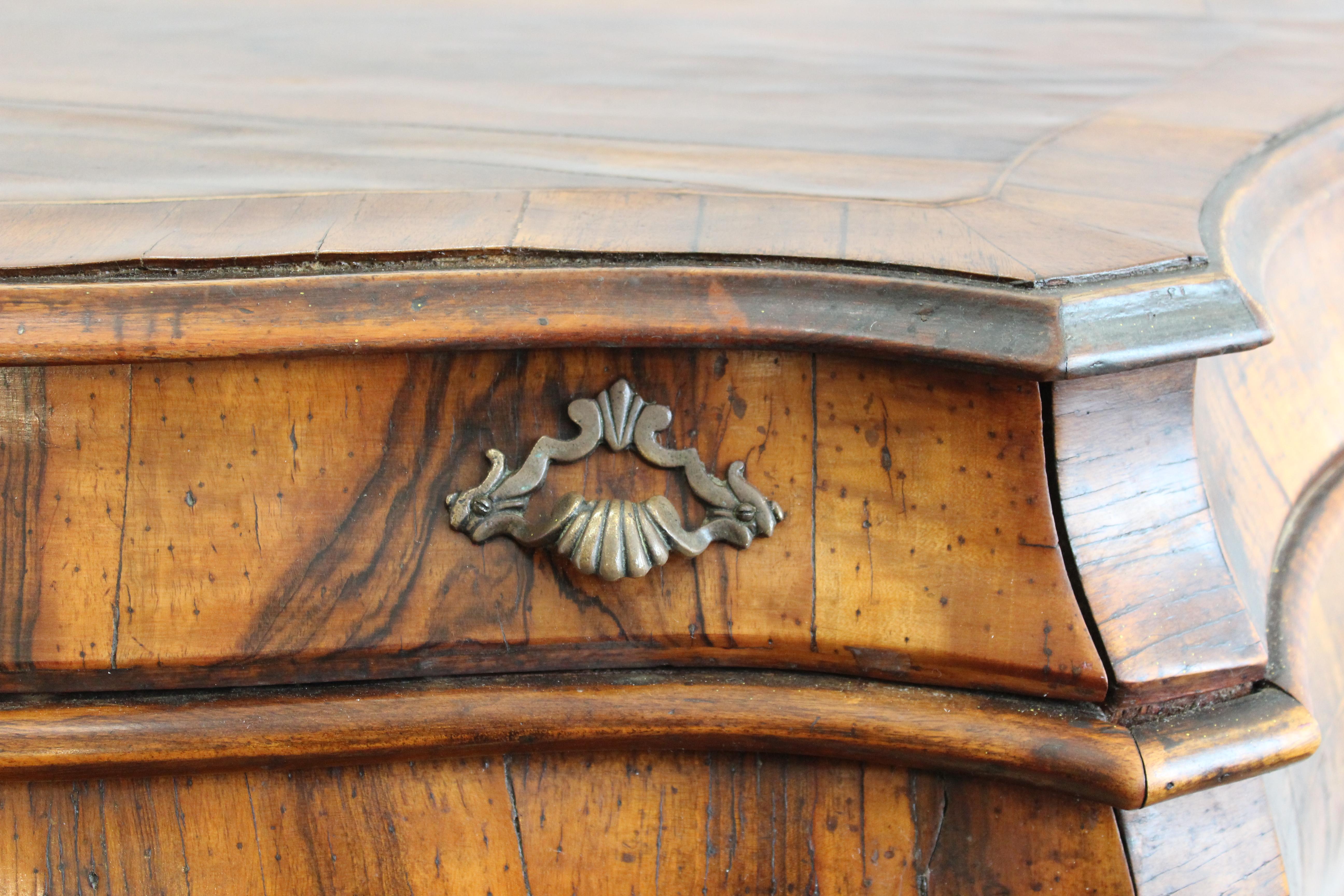 Northern Italian Rococo Manner Bombe Commode in Fruitwood 3