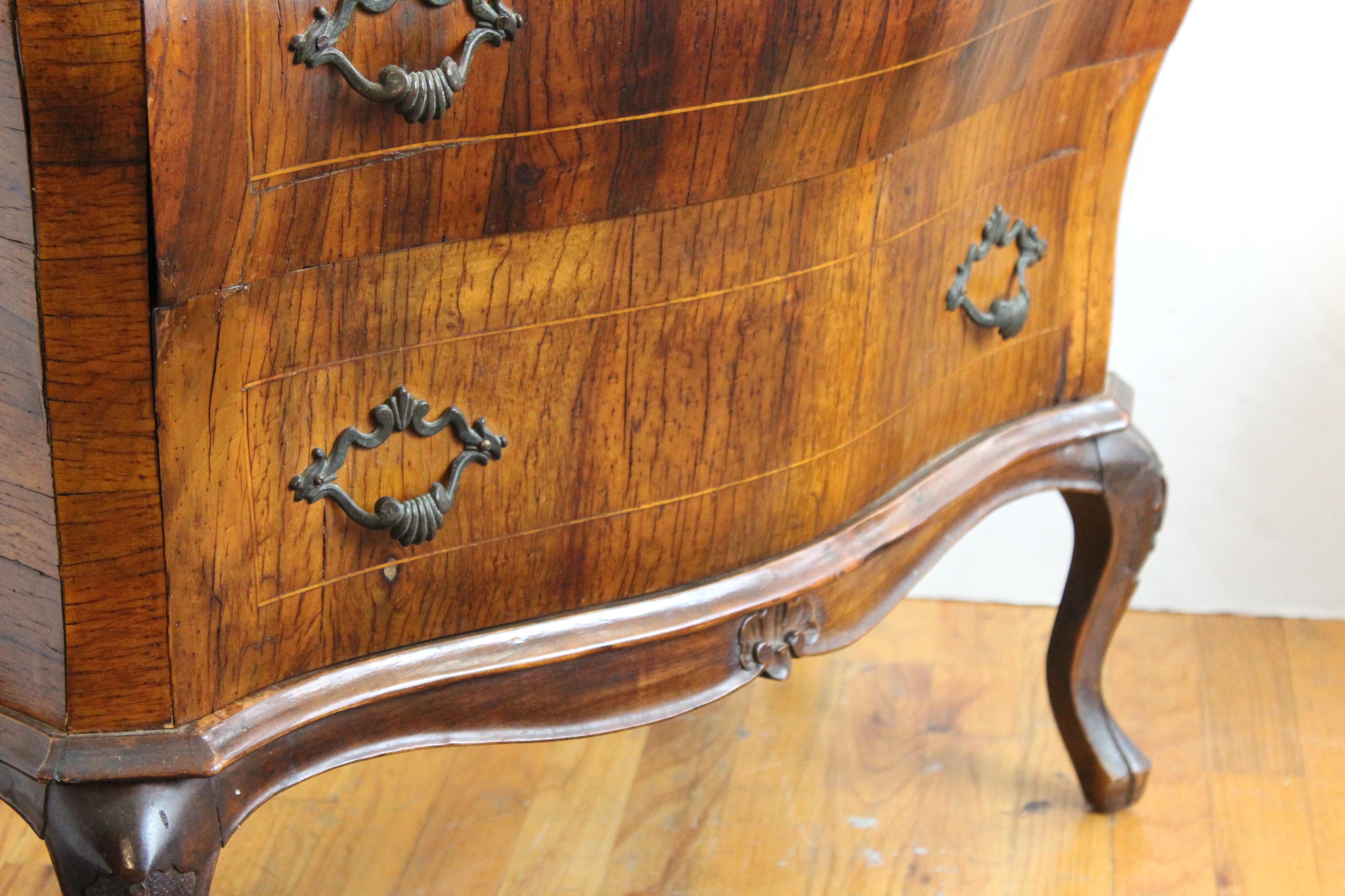 Northern Italian Rococo Manner Bombe Commode in Fruitwood 5