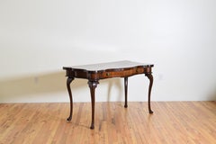 Northern Italian Rococo Walnut & Mixed Veneer 1-Drawer Console Table