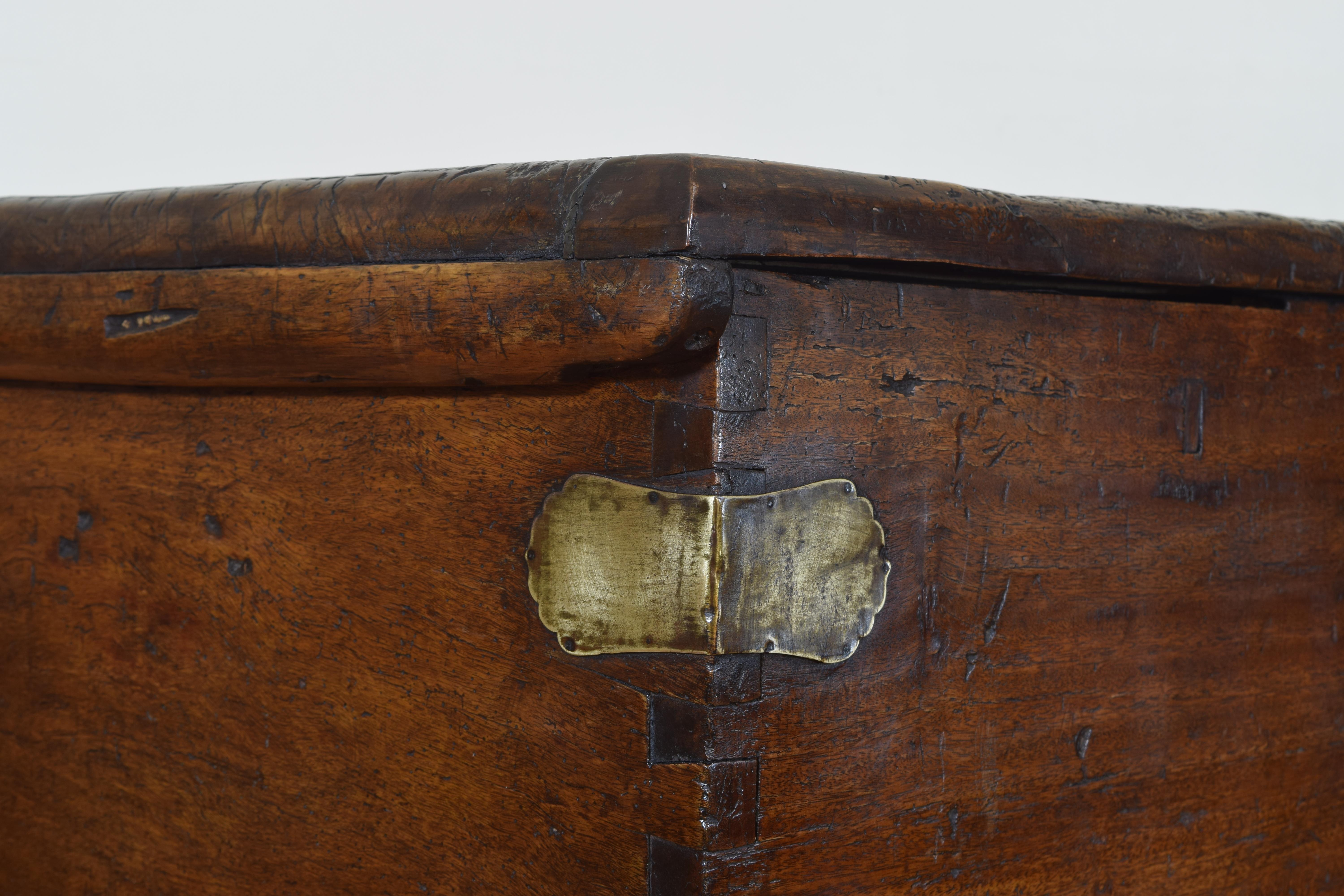 Northern Italian Walnut and Brass Mounted Trunk, 17th-18th Century 1