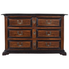 Northern Italian Walnut and Ebonized Three-Drawer Commode, Early 18th Century Northern Italian Walnut and Ebonized Three-Drawer Commode, Early 18th Century