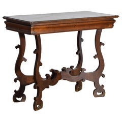 Northern Italian Baroque Period Walnut 1-Drawer Console/Writing Table, 18th Cent