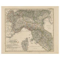 Carte de l'Italie du Nord - Lombardie, Vénétie, Toscane et Sardaigne 1857