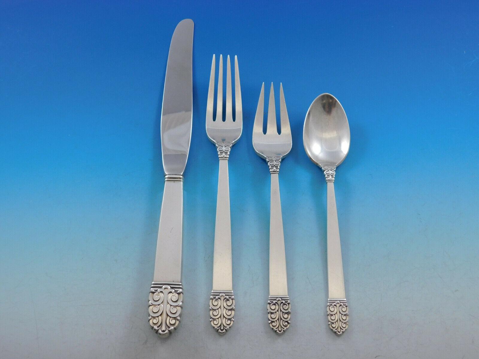Mid-Century Modern Northern Lights by International Sterling Silver Flatware Set Service 30 Pieces For Sale