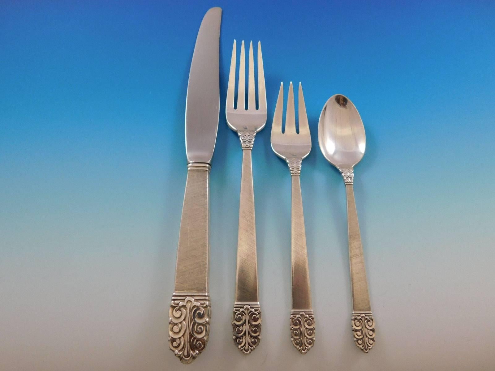 Mid-Century Modern Northern Lights International Sterling Silver Flatware Set Service 43 Pc Dinner For Sale