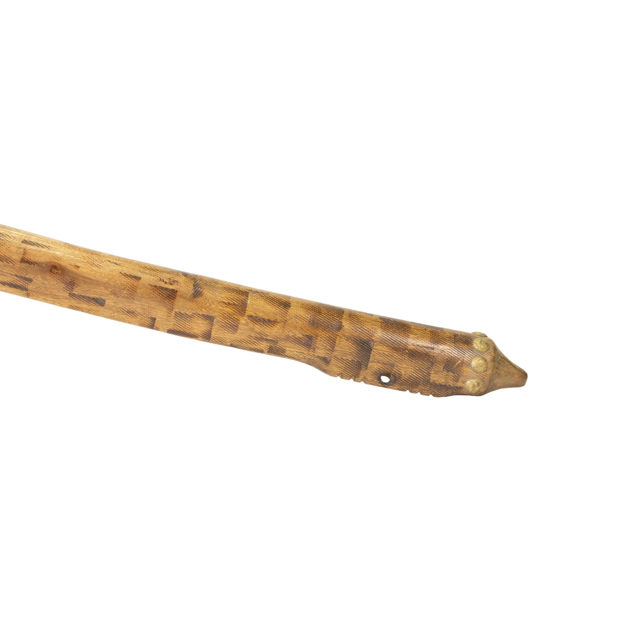 Northern Plains pipe tomahawk. File burnt shaft decorated with brass tacks. Great patina on shaft and blade.  Shaft 26