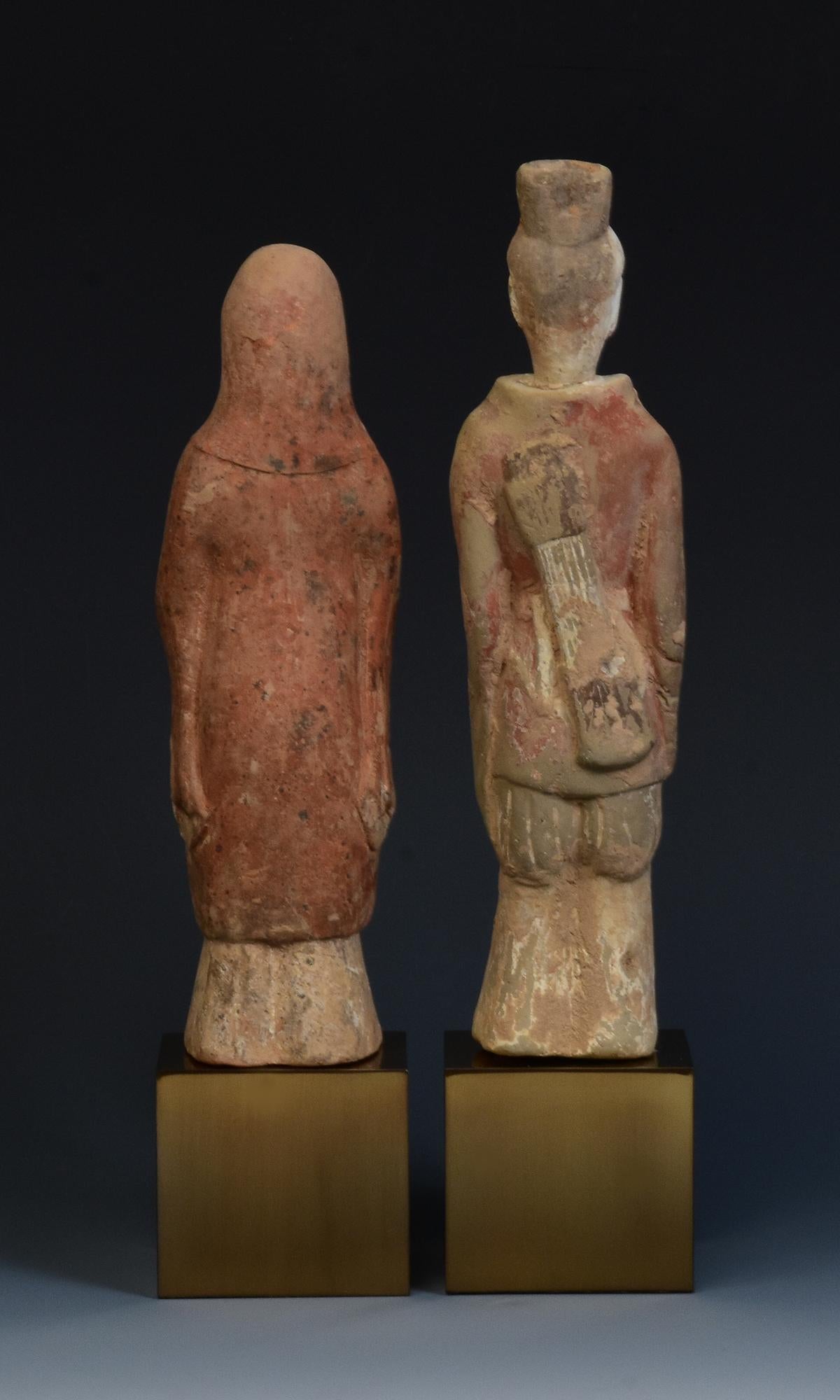 Dinastía Qi del Norte, Pareja de antiguos guerreros chinos de cerámica pintada 4