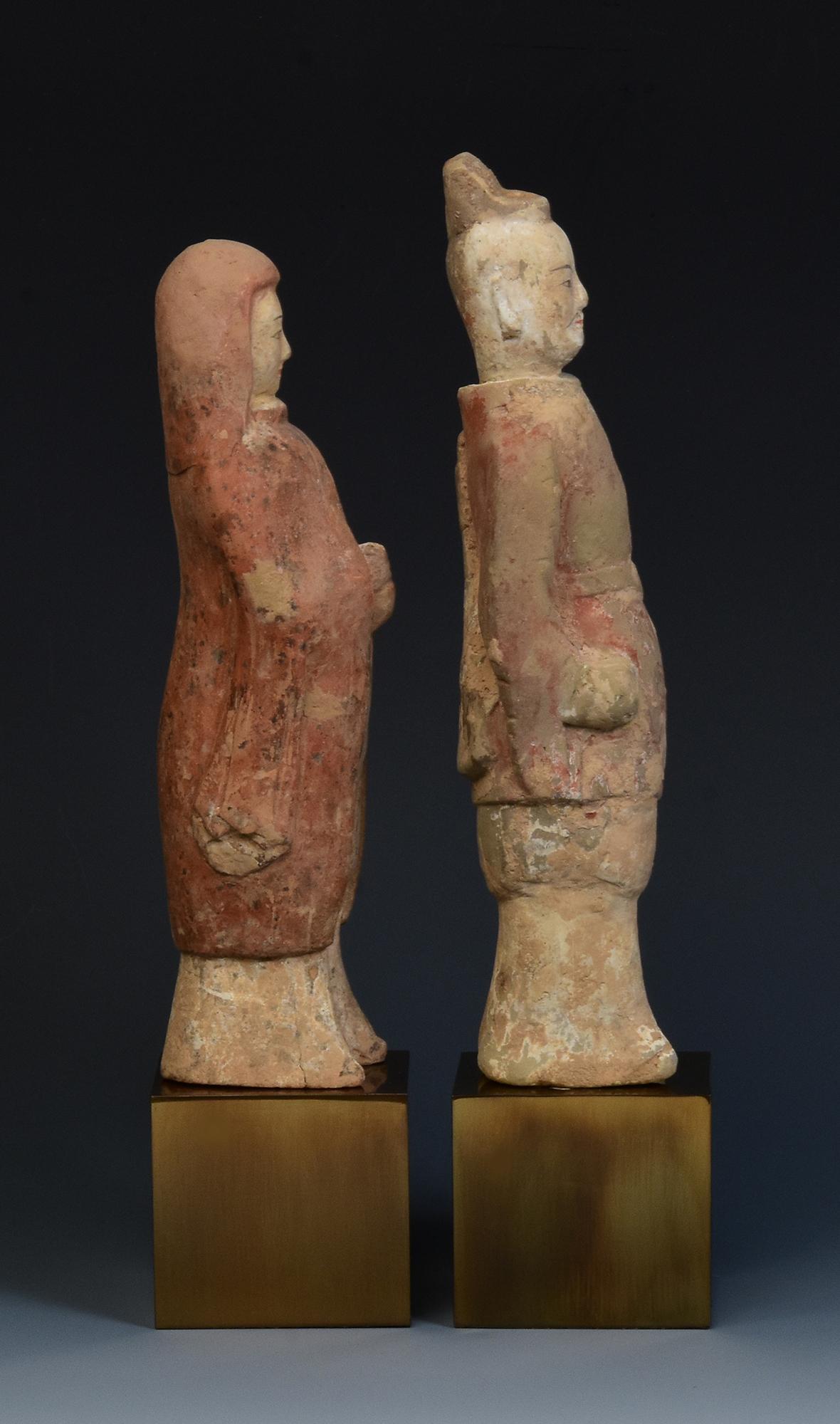 Dinastía Qi del Norte, Pareja de antiguos guerreros chinos de cerámica pintada 5