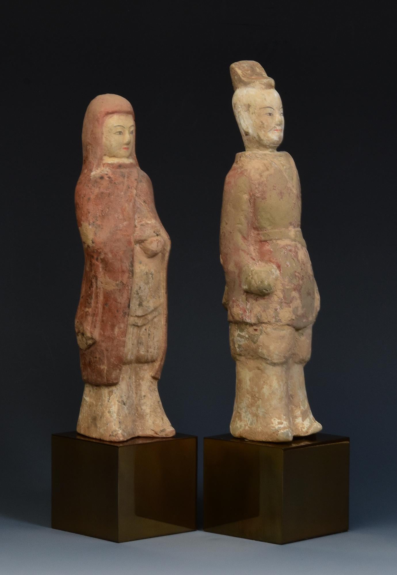 Dinastía Qi del Norte, Pareja de antiguos guerreros chinos de cerámica pintada 6
