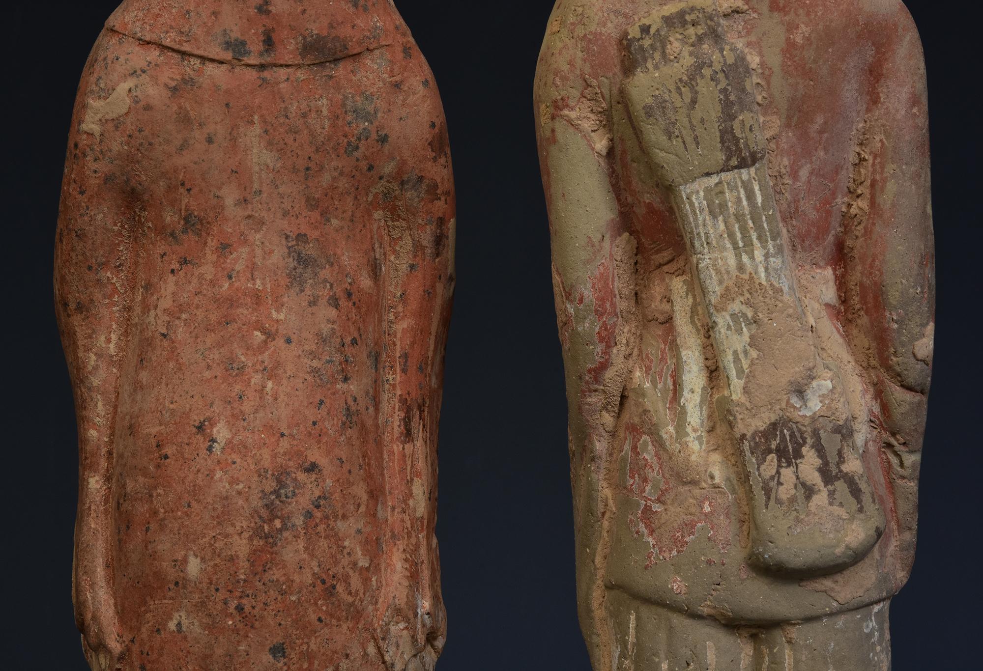 Dinastía Qi del Norte, Pareja de antiguos guerreros chinos de cerámica pintada 8