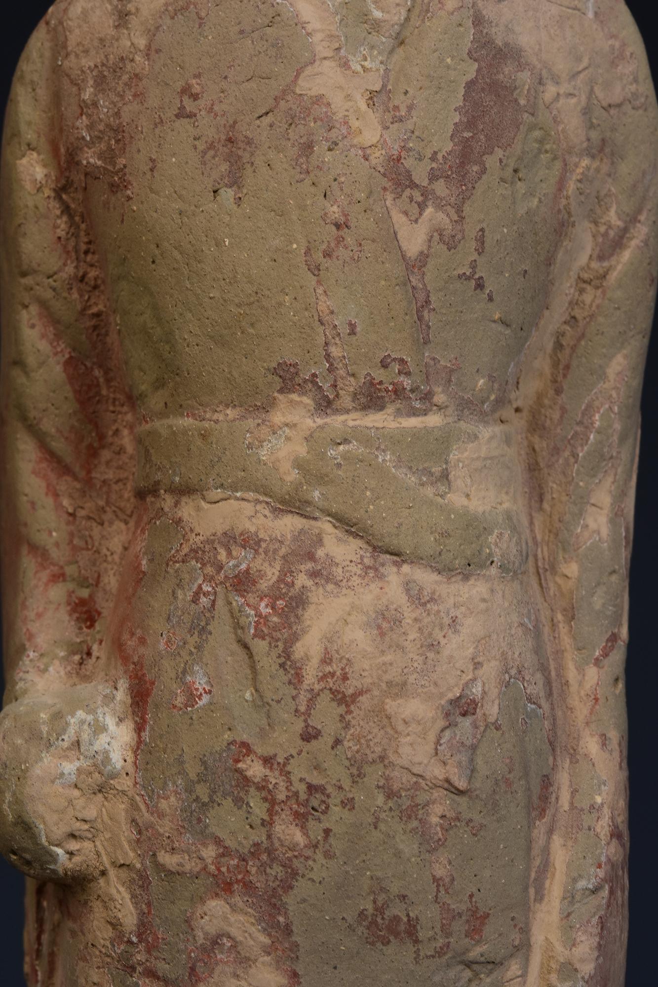 Dinastía Qi del Norte, Pareja de antiguos guerreros chinos de cerámica pintada Alfarería