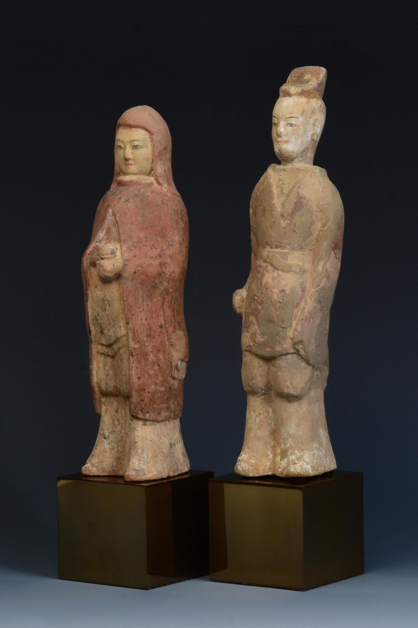 Dinastía Qi del Norte, Pareja de antiguos guerreros chinos de cerámica pintada 2