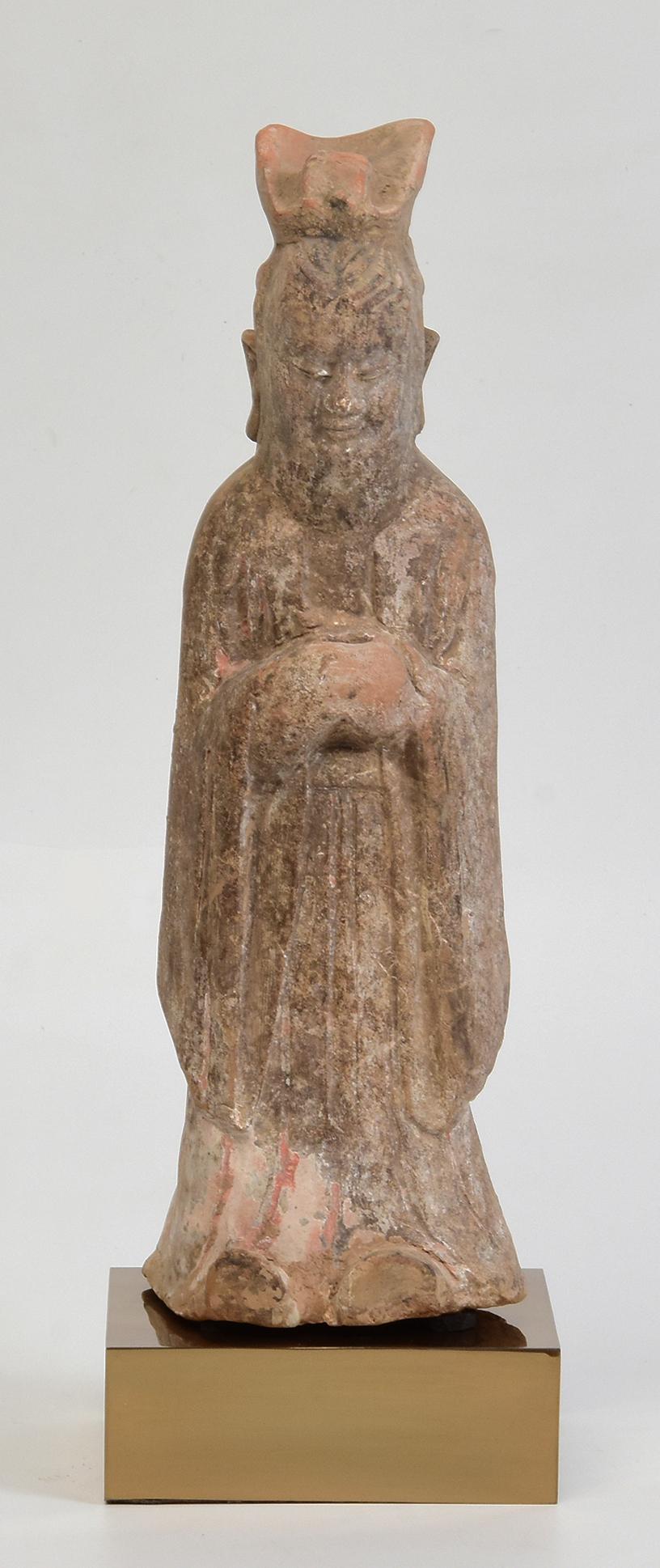 Northern Qi Dynasty, Antique Chinese Pottery Standing Court Man For Sale 8