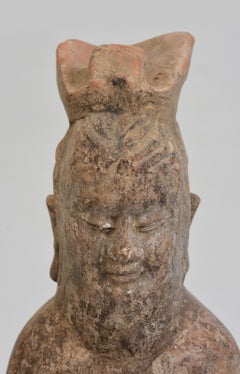 Northern Qi Dynasty, Antique Chinese Pottery Standing Court Man