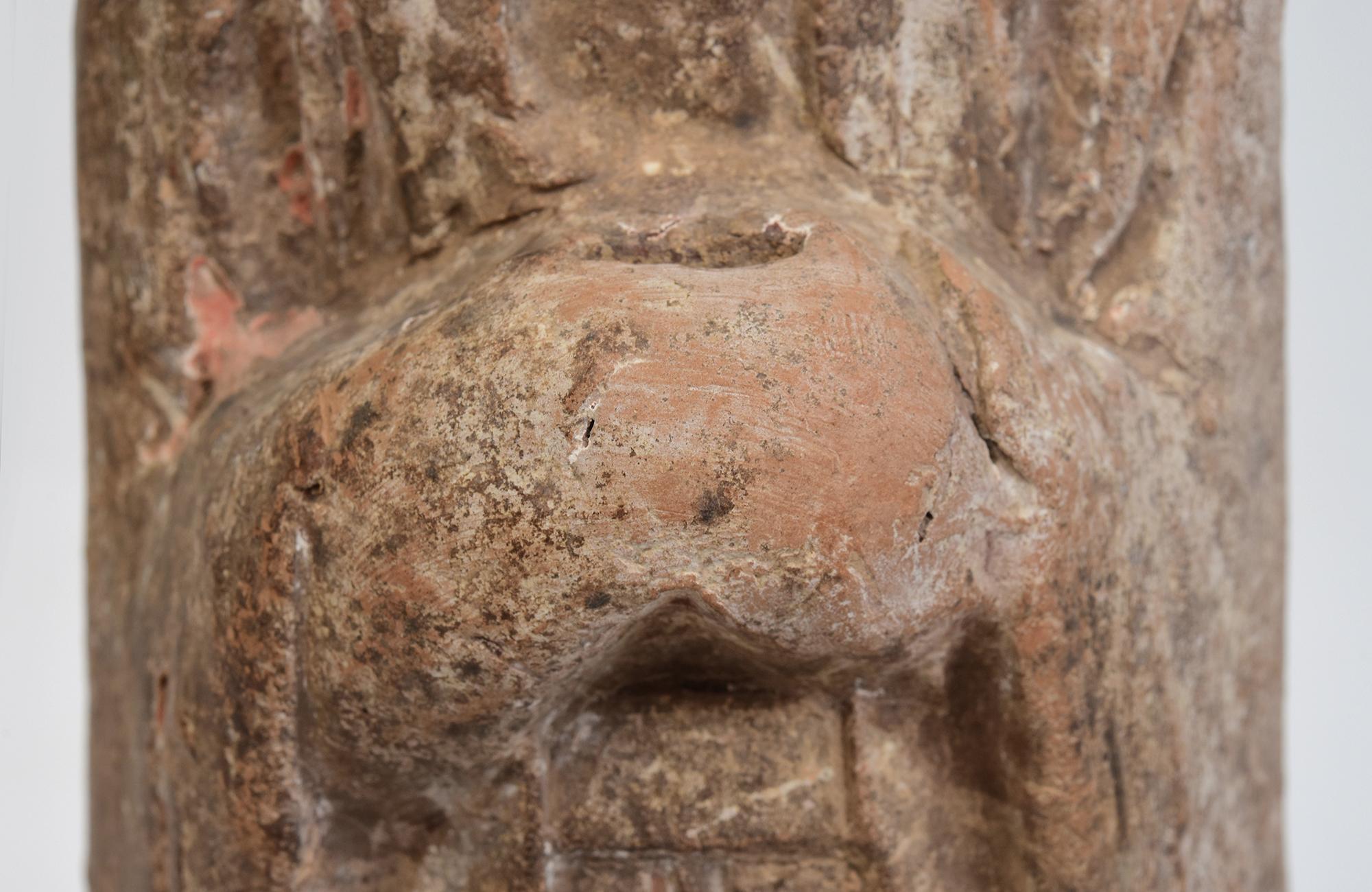 Hand-Carved Northern Qi Dynasty, Antique Chinese Pottery Standing Court Man For Sale