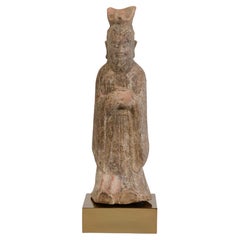 Dynastie Qi du Nord, poterie chinoise ancienne Homme de cour debout