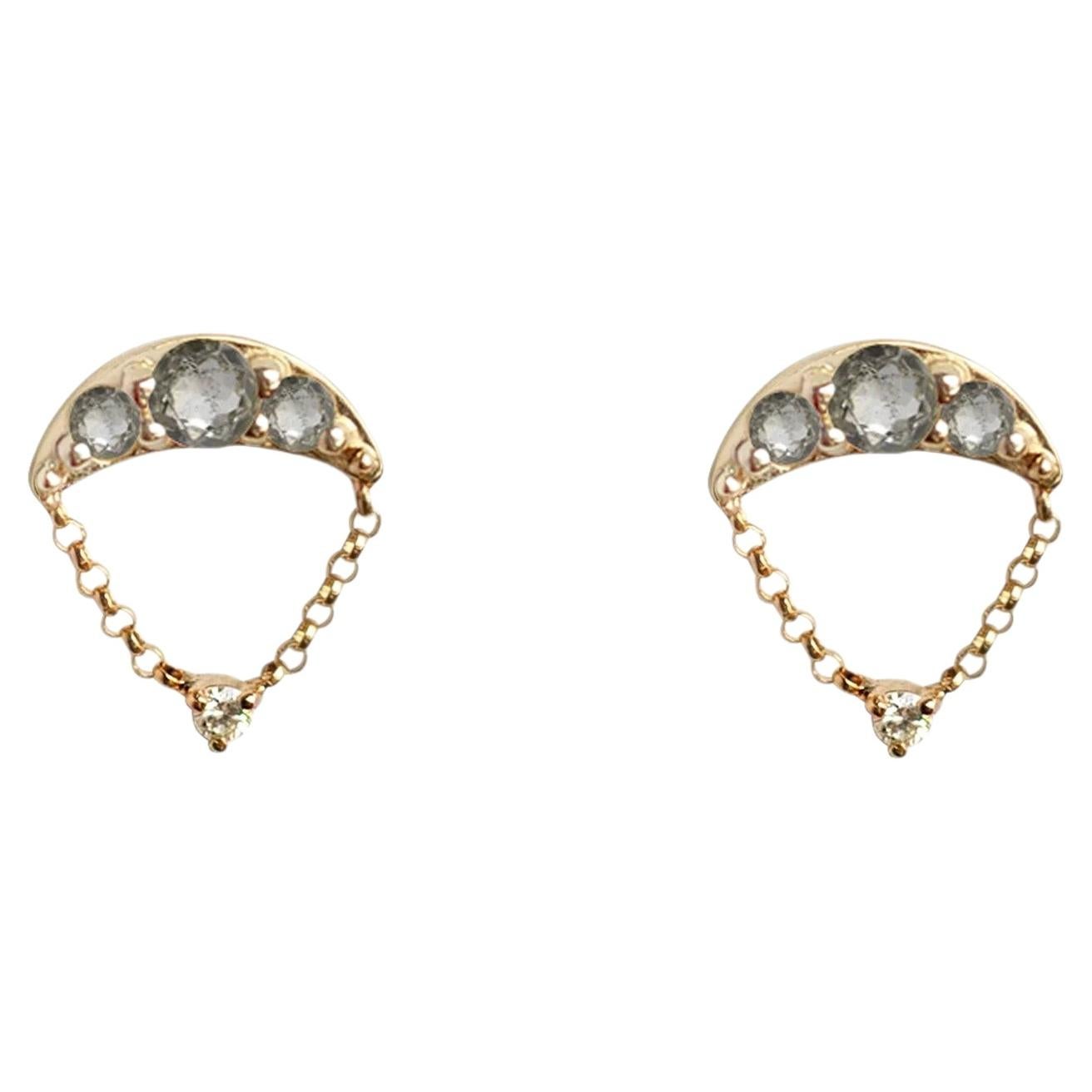 Northern Salt & Pepper Diamond Earrings in 14K Gold by Anastassia Sel Jewelry For Sale