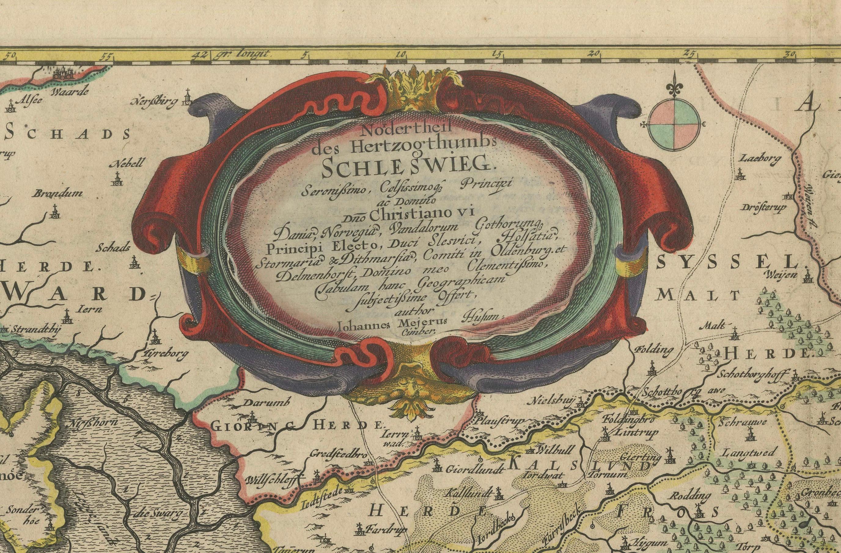 Metà XVII secolo Mappa dello Schleswig settentrionale e di Haderslev di Johannes Mejer e Johannes Blaeu, 1662 in vendita