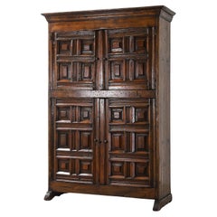 Used Northern Spanish 19th Century Carved Oak and Pine Cabinet