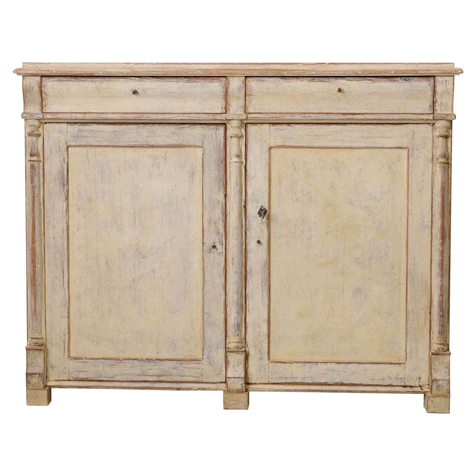 Northern Swedish Antique Handmade Rustic and Charming Empire Country Sideboard For Sale