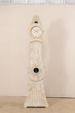 Northern Swedish Floor Clock, circa 1820s with Nicely Carved Crest
