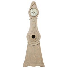 Northern Swedish Floor Clock with Nicely Carved Accents, Early 19th Century