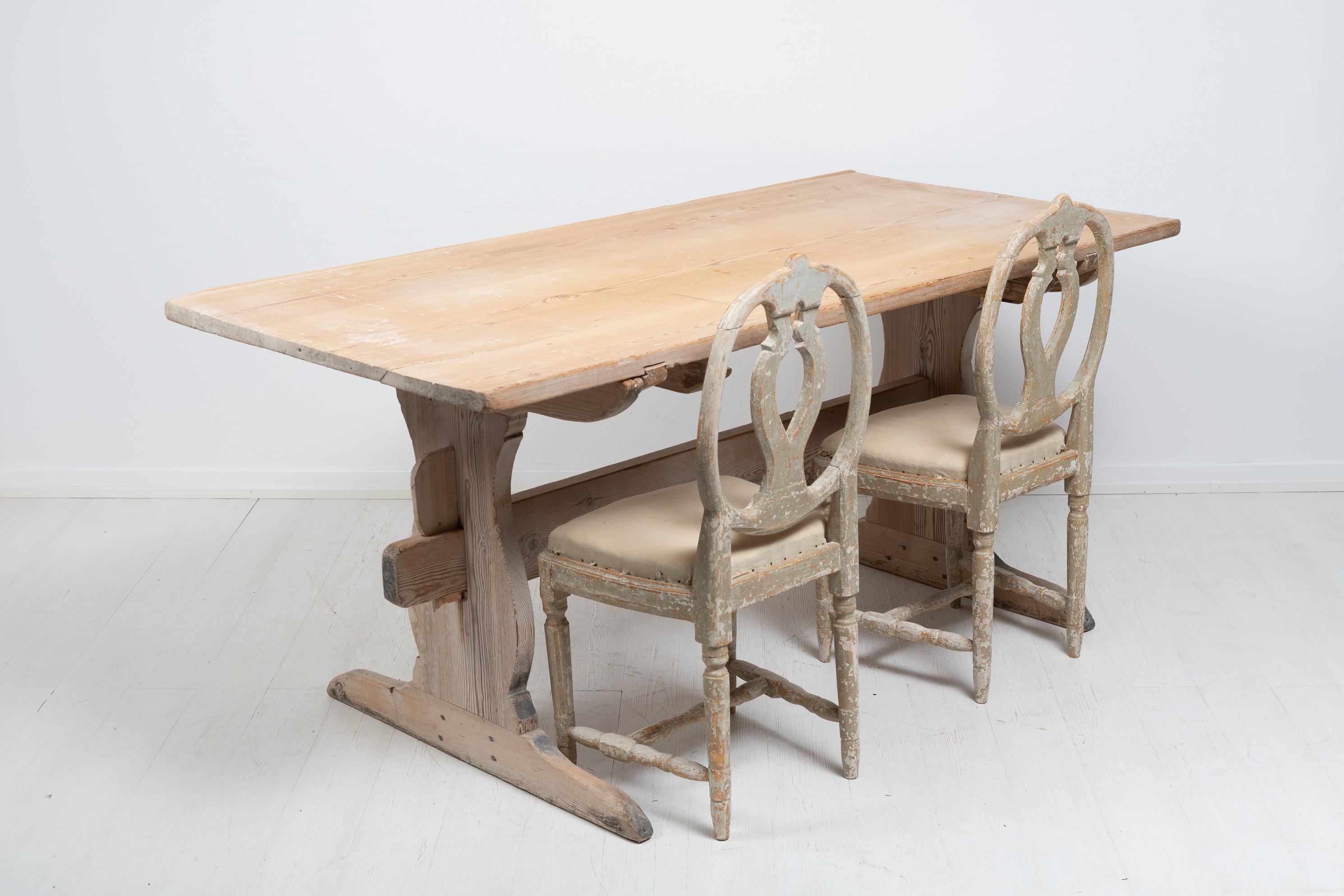 18th Century Northern Swedish Genuine Country Dining Trestle Table  For Sale