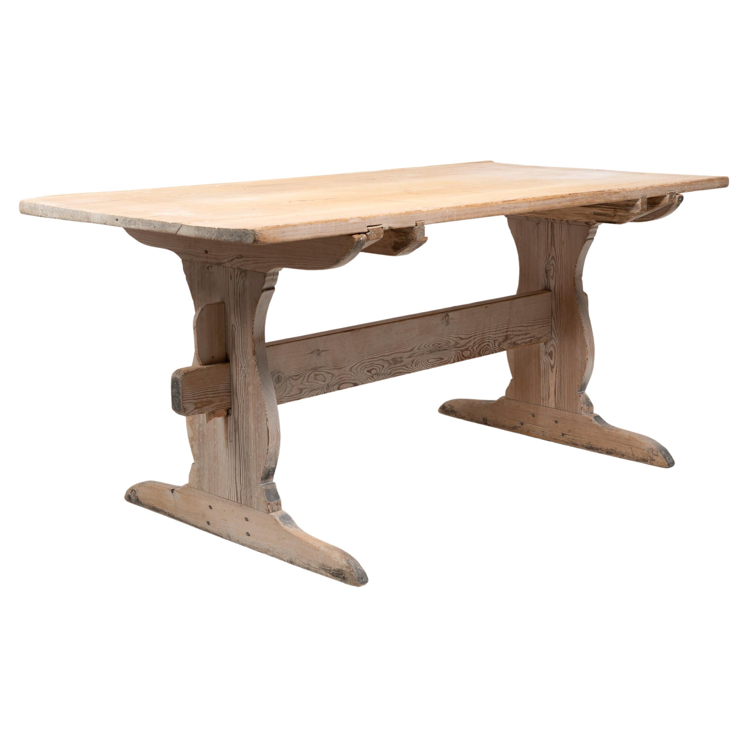 Northern Swedish Genuine Country Dining Trestle Table  For Sale