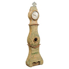 Antique Northern Swedish Grandfather Clock w/Original Metal Face & Movement, circa 1820s