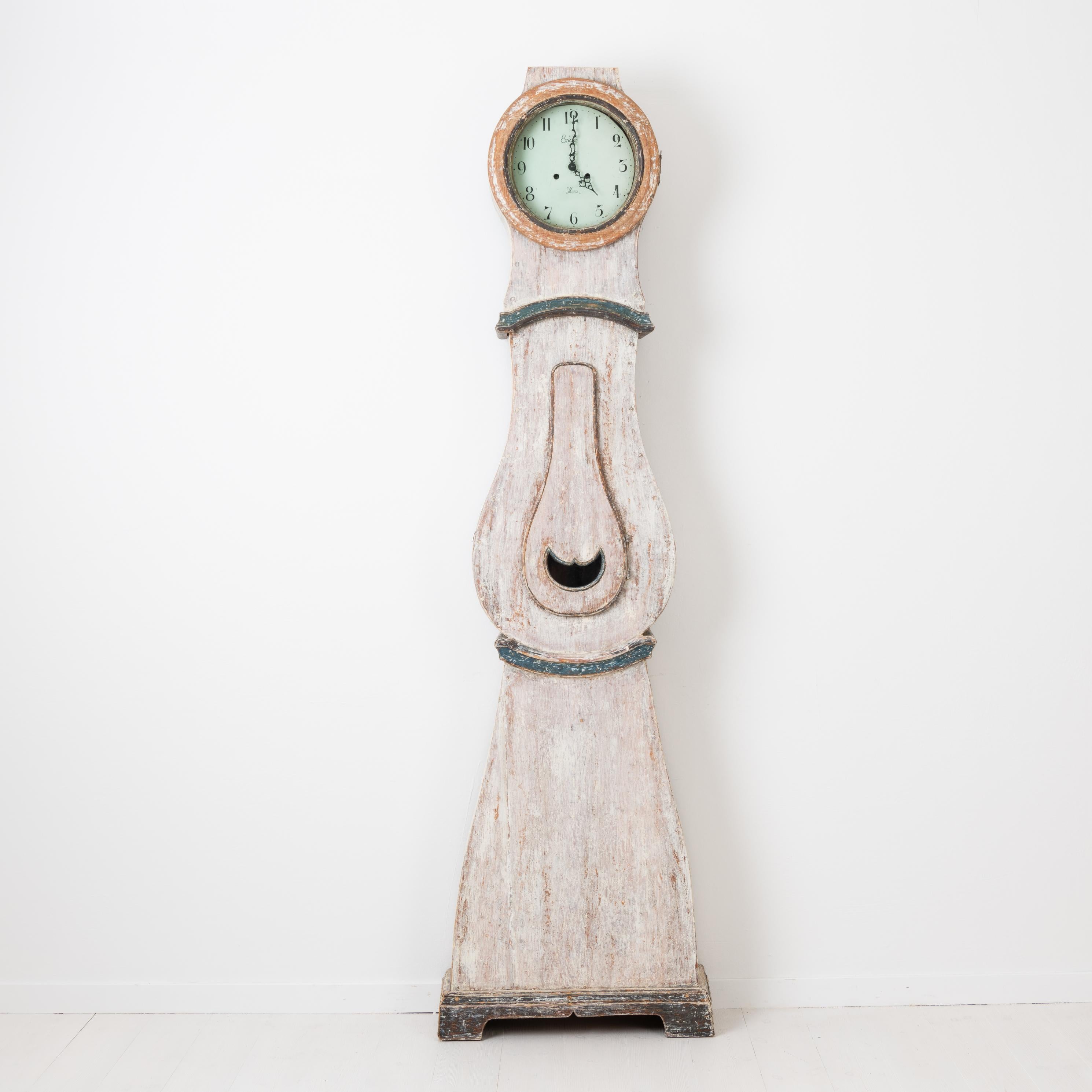 Hand-Crafted Antique Genuine Long Case Clock from Northern Swedish with Rococo Shape For Sale