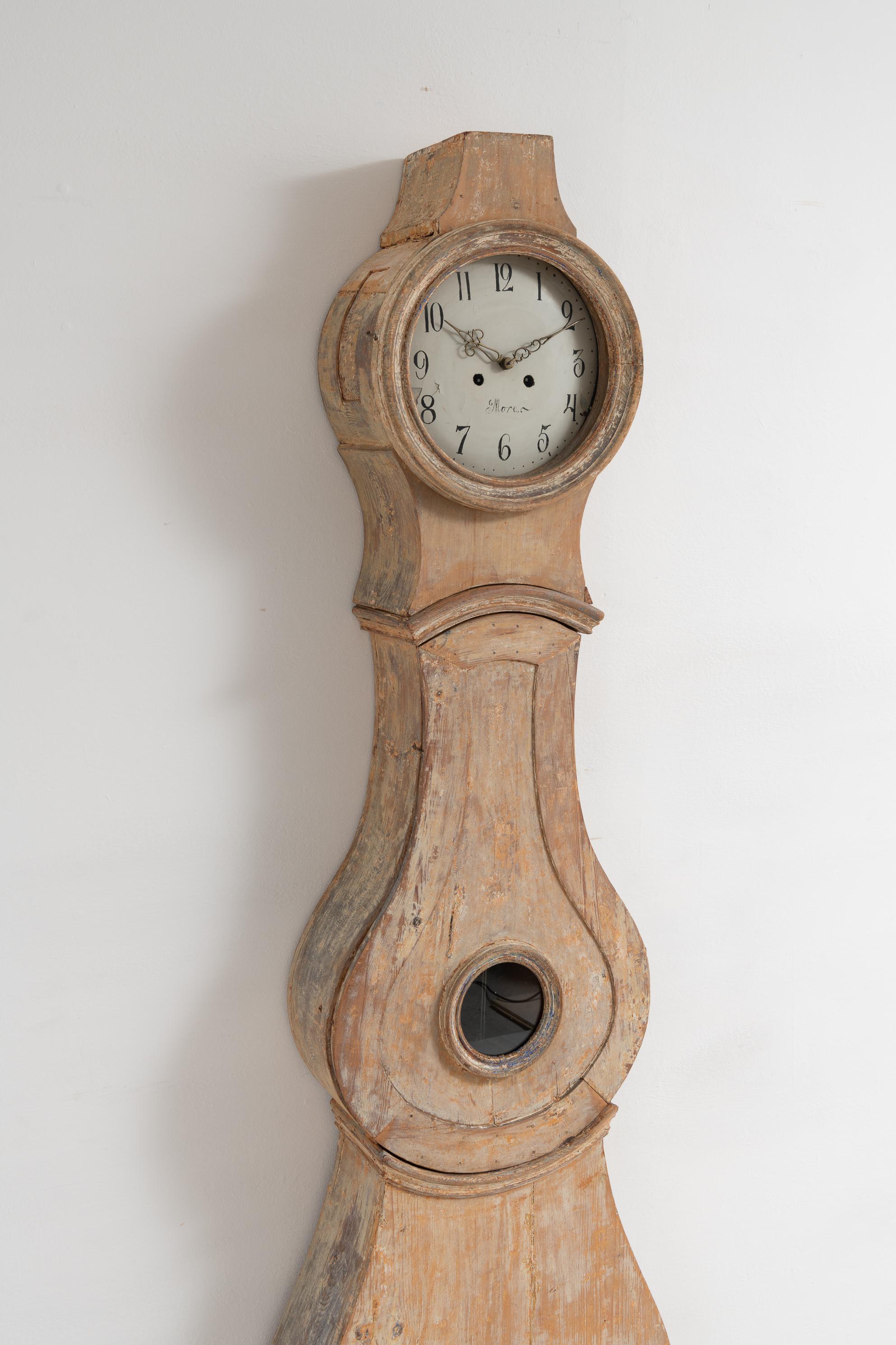 19th Century Northern Swedish Rococo Pine Long Case Clock