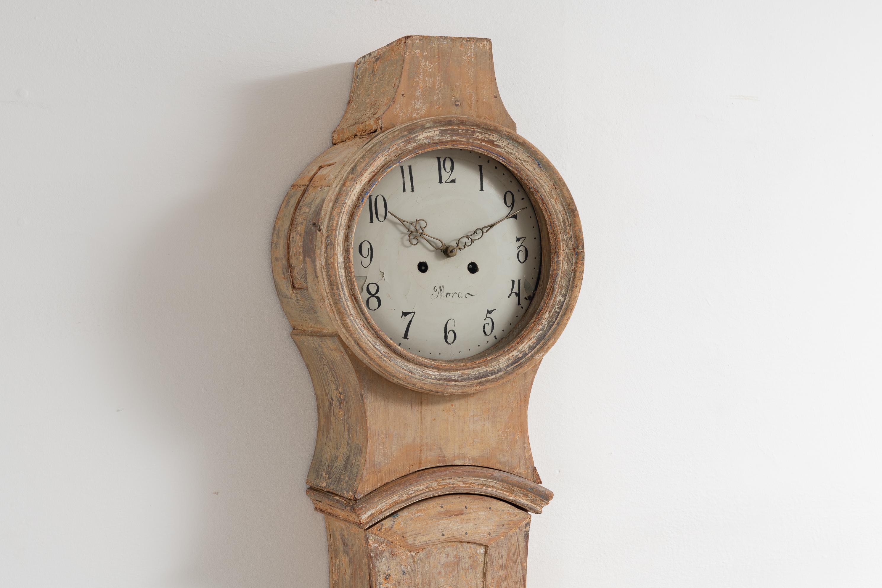 Northern Swedish Rococo Pine Long Case Clock 1