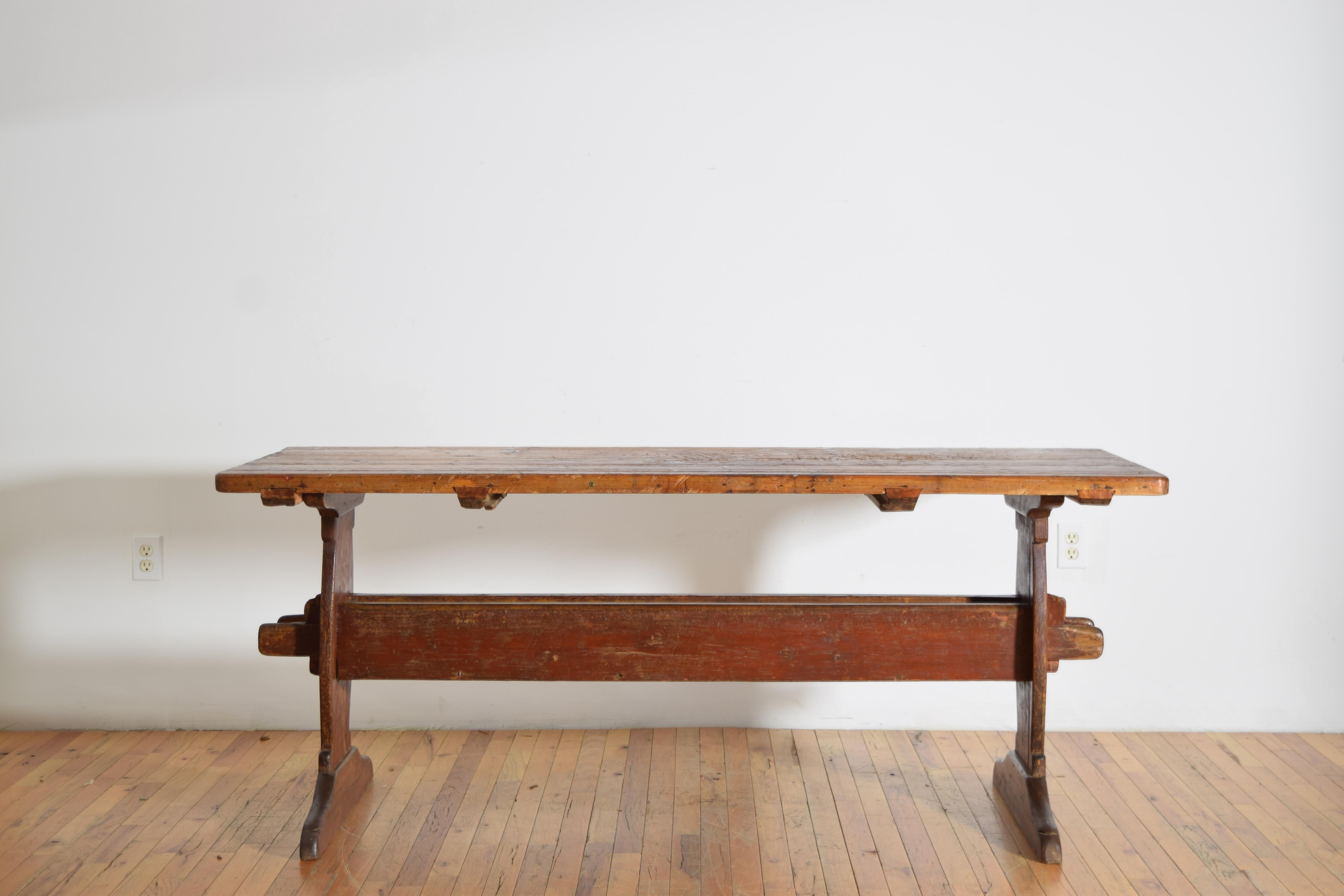 Suédois Table à brancards de Suède du Nord avec peinture originale, vers 1810-1820 en vente