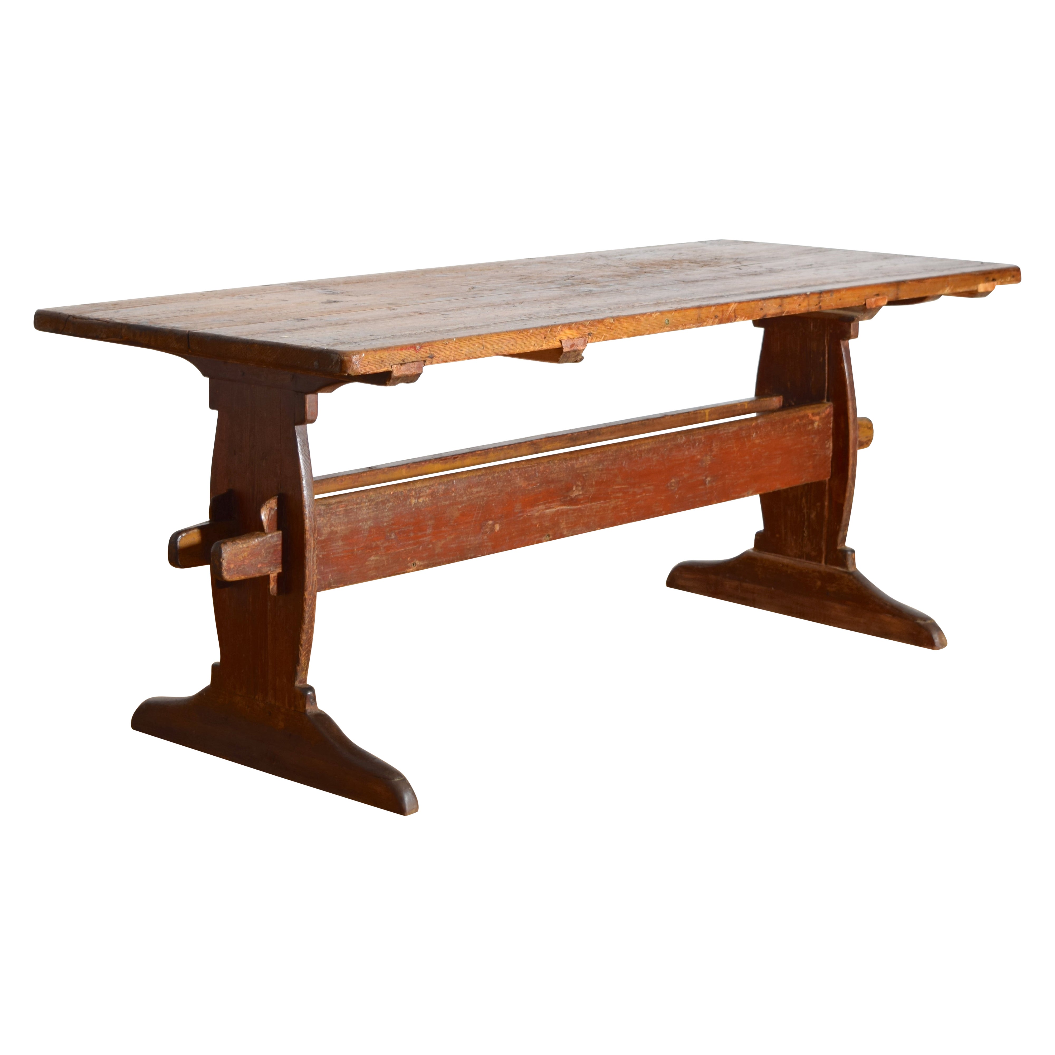Table à brancards de Suède du Nord avec peinture originale, vers 1810-1820 en vente