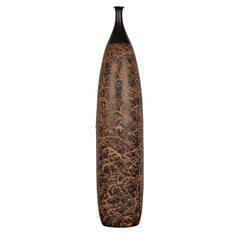 Northern Thai Chiang Mai Black and Brown Tall Vase from the Prem Collection