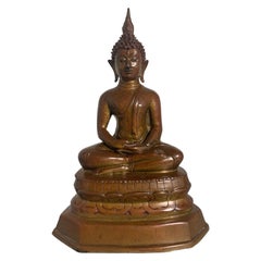 Antique Northern Thai Lan Na Bronze Buddha Seated in Meditation, 15th-16th Century