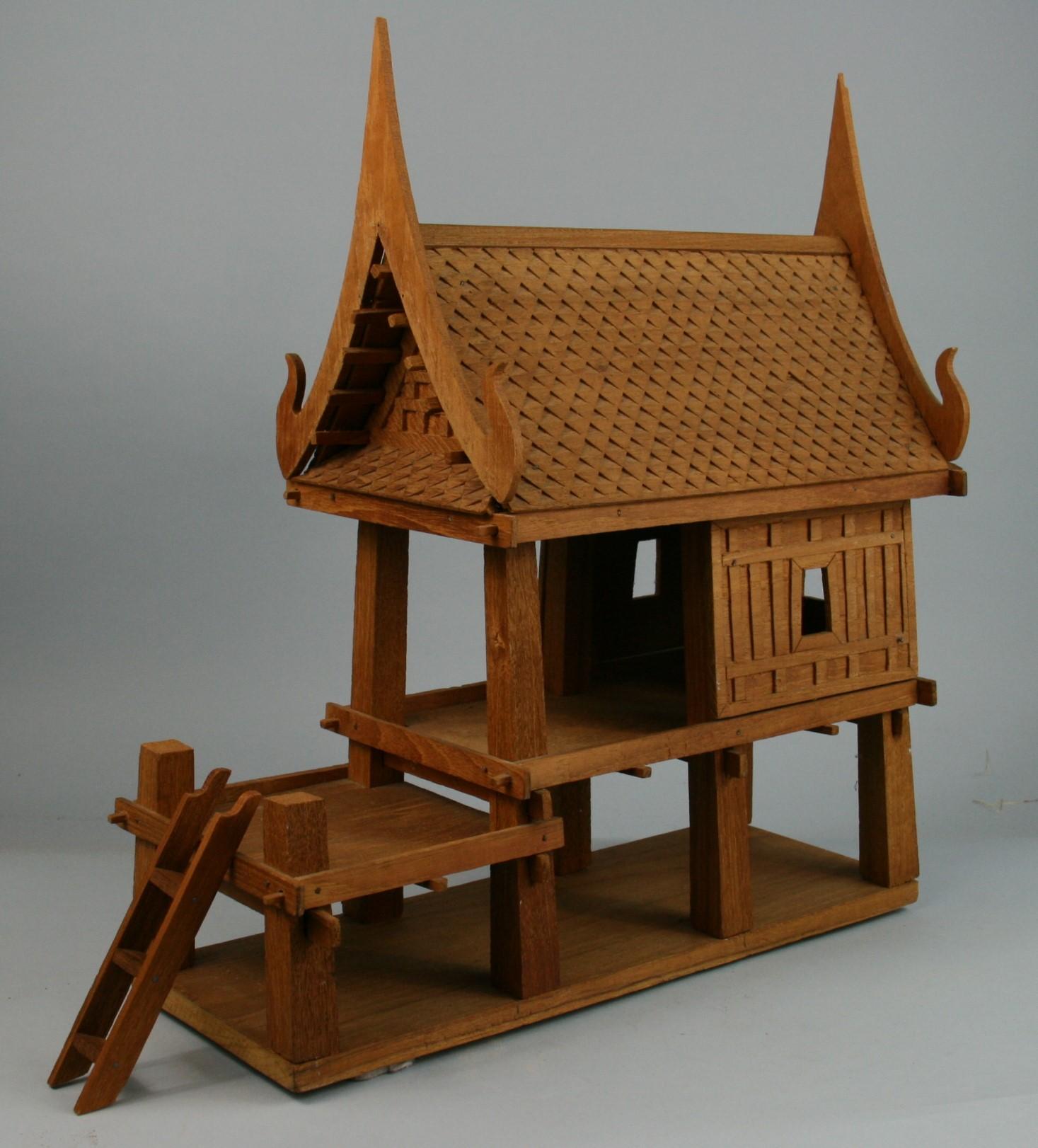 3-565 hand crafted teak Indonesian house model.