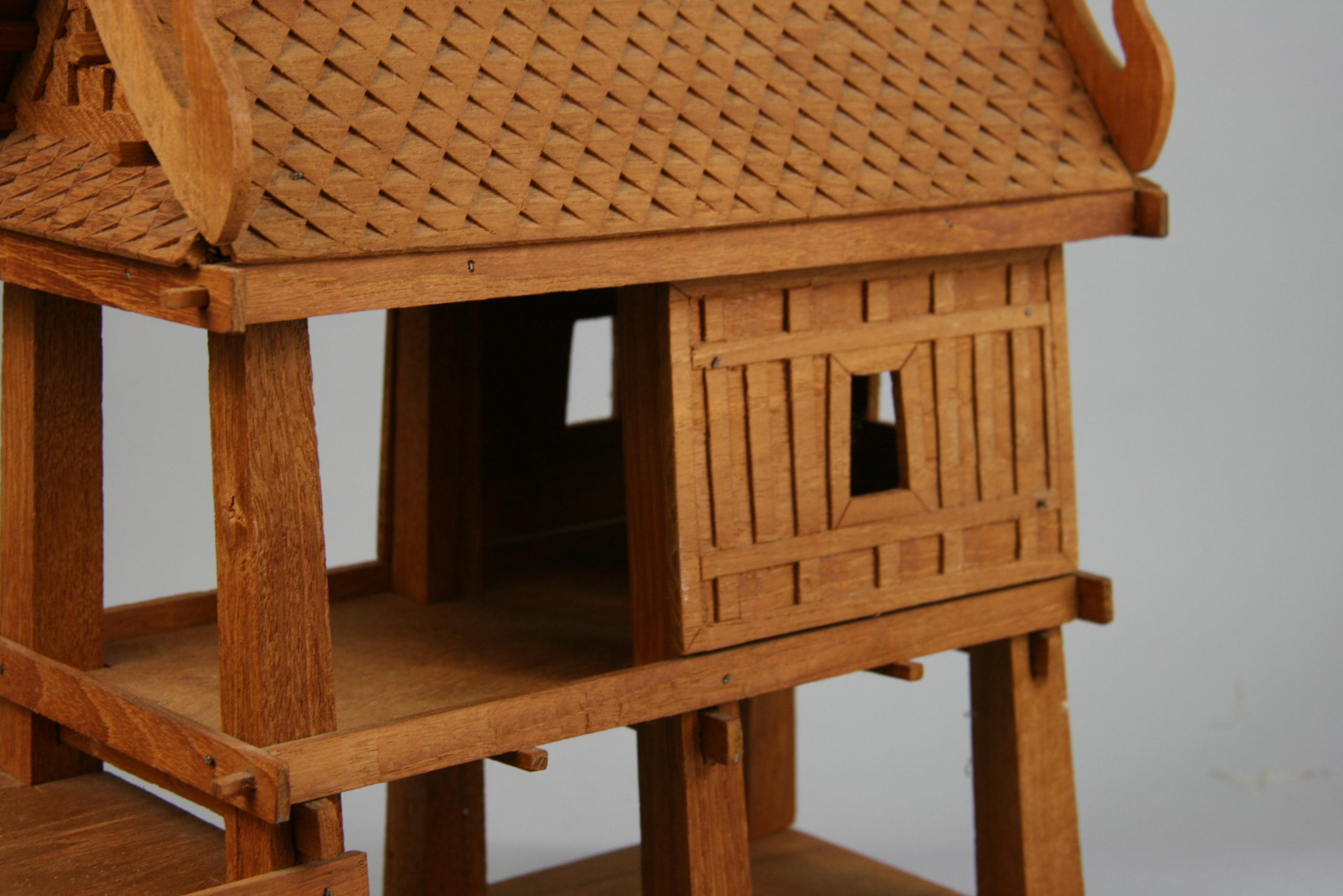 Hardwood Northern Thailand Teak Wood Architectural House Model For Sale