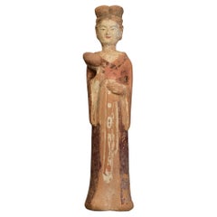 Dynastie des Wei du Nord, ancienne poterie chinoise peinte, dame de cour debout