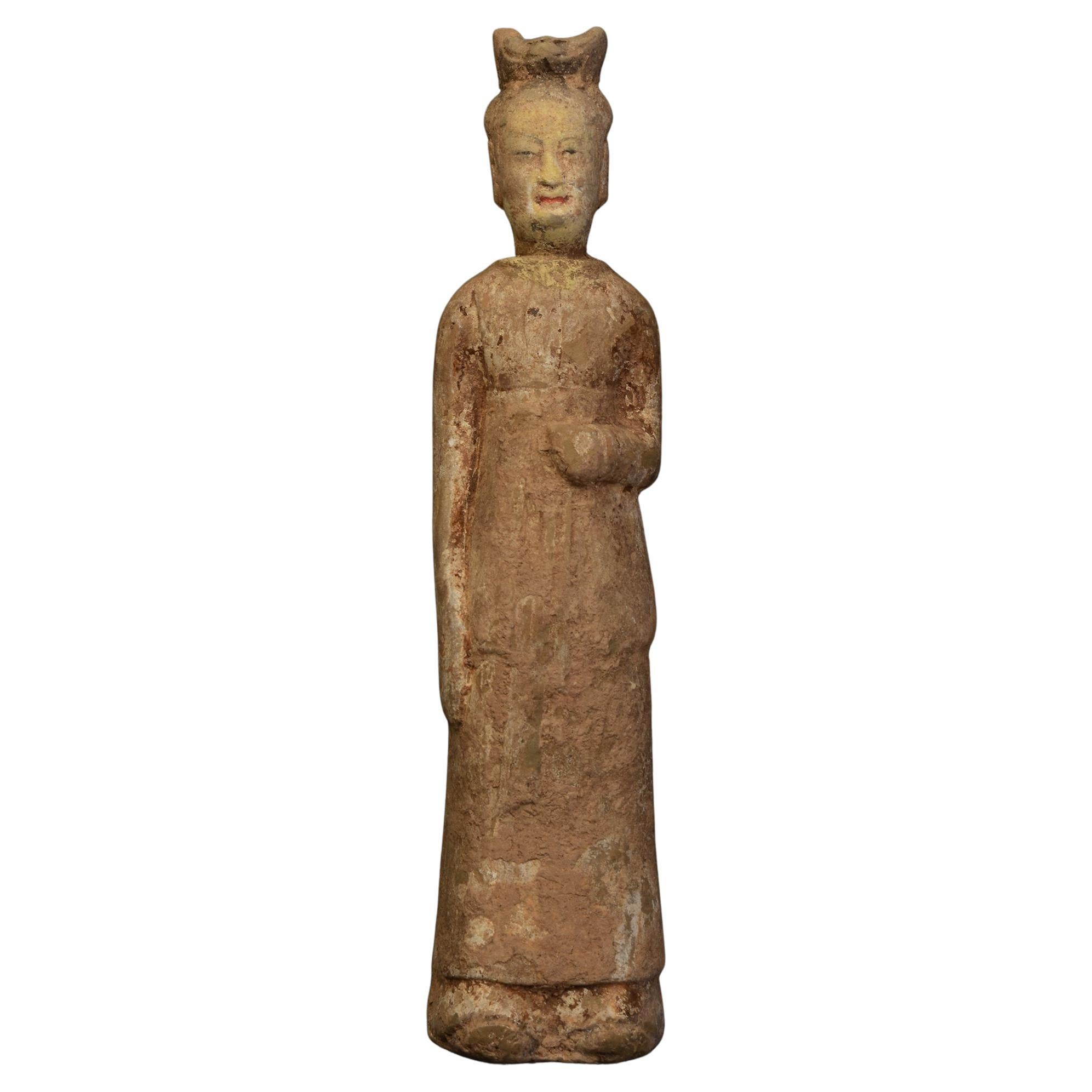 Dinastía Wei del Norte, cerámica china antigua pintada Dama de la Corte de pie