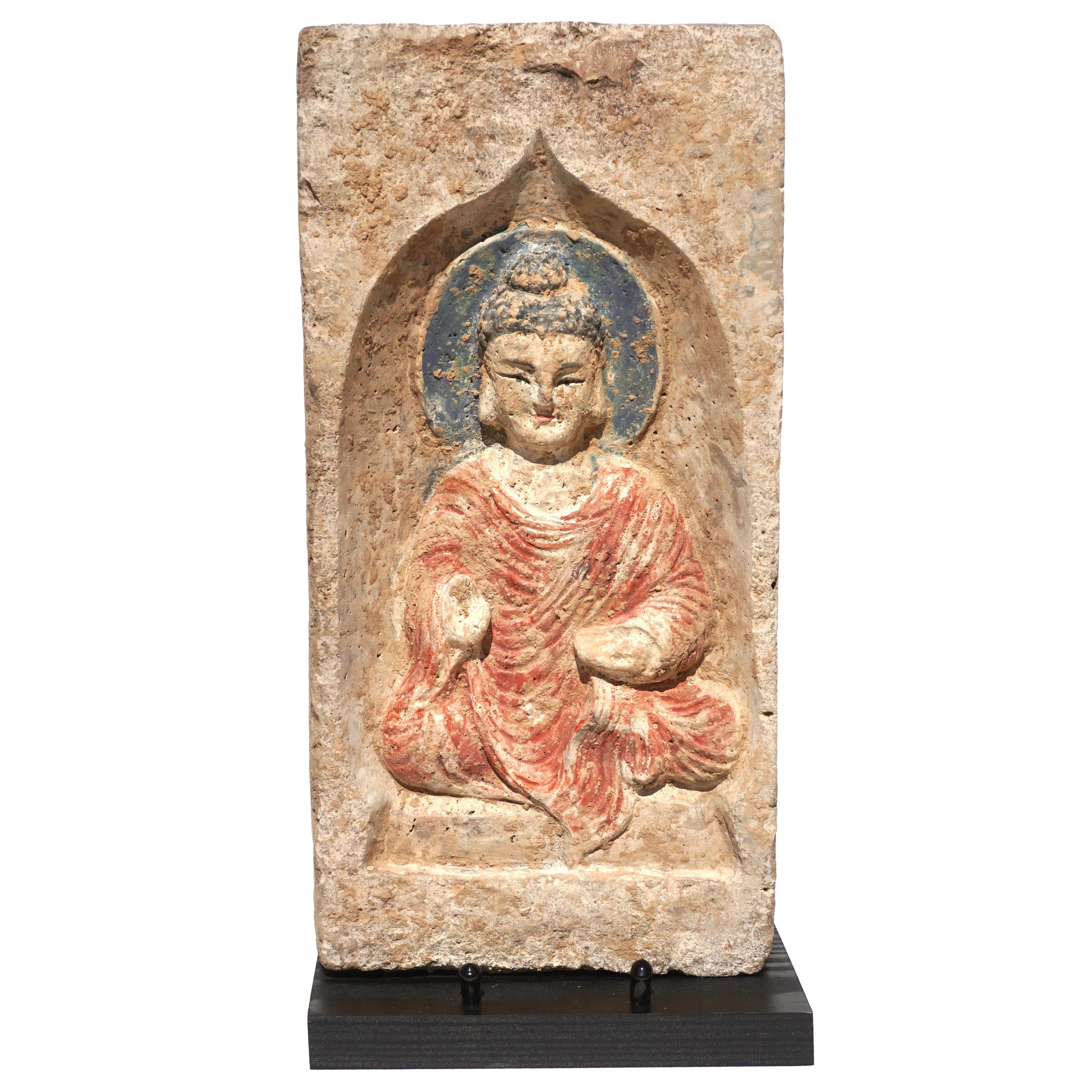 Northern Wei Dynasty Terracotta Sculpture of Buddha 386-534 AD For Sale