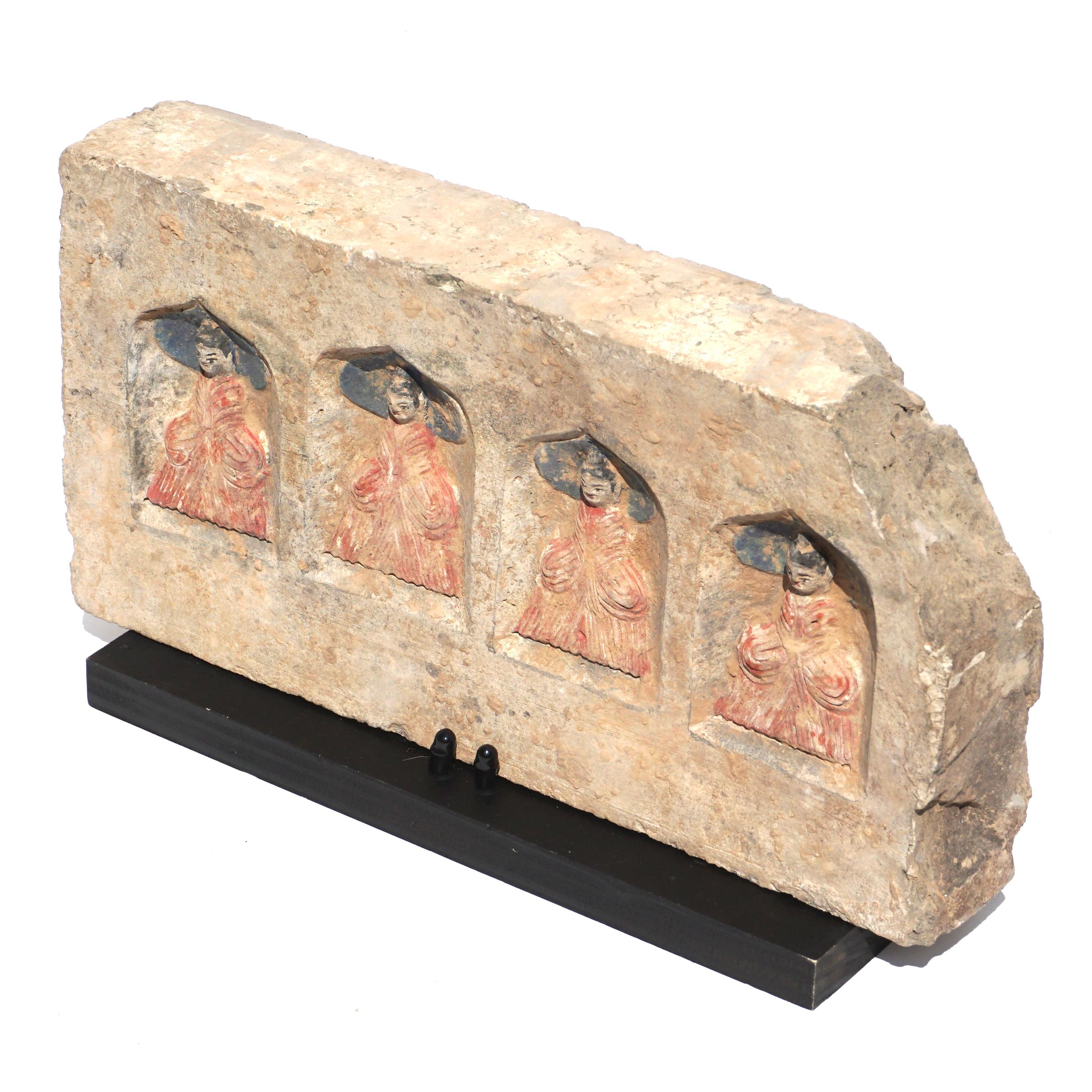 Cast Northern Wei Dynasty Terracotta Sculpture of Four Seated Buddhas 386-534 AD