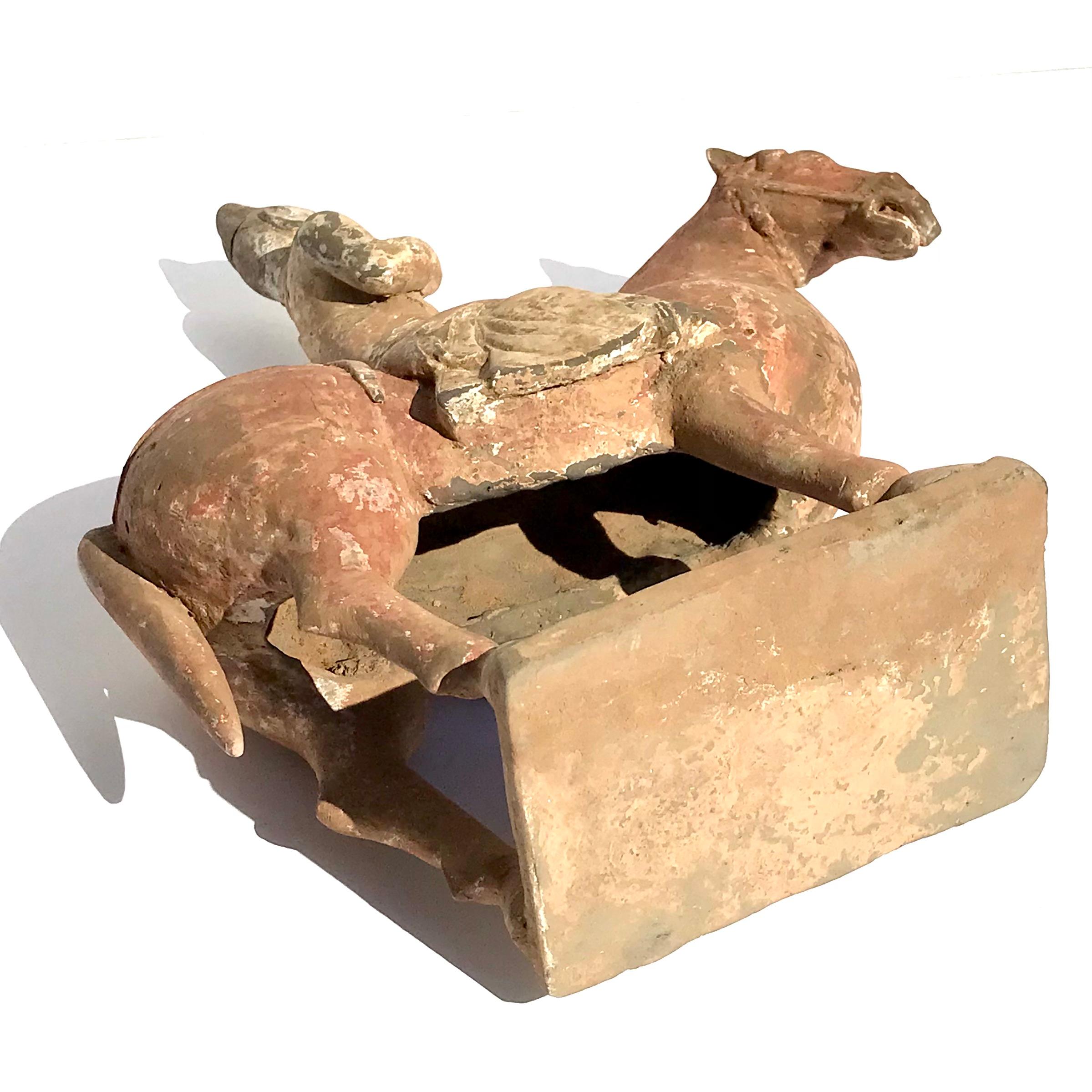 Northern Wei To Tang Dynasty Painted Pottery Horse And Rider For Sale 4